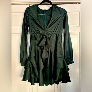 Formal Emerald Ruffle Romper
